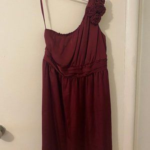 Burgundy One Shoulder Dress